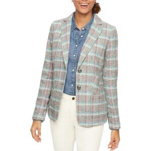 Talbots Woman Shetland Plaid Wool Blend Blazer Size 16W
